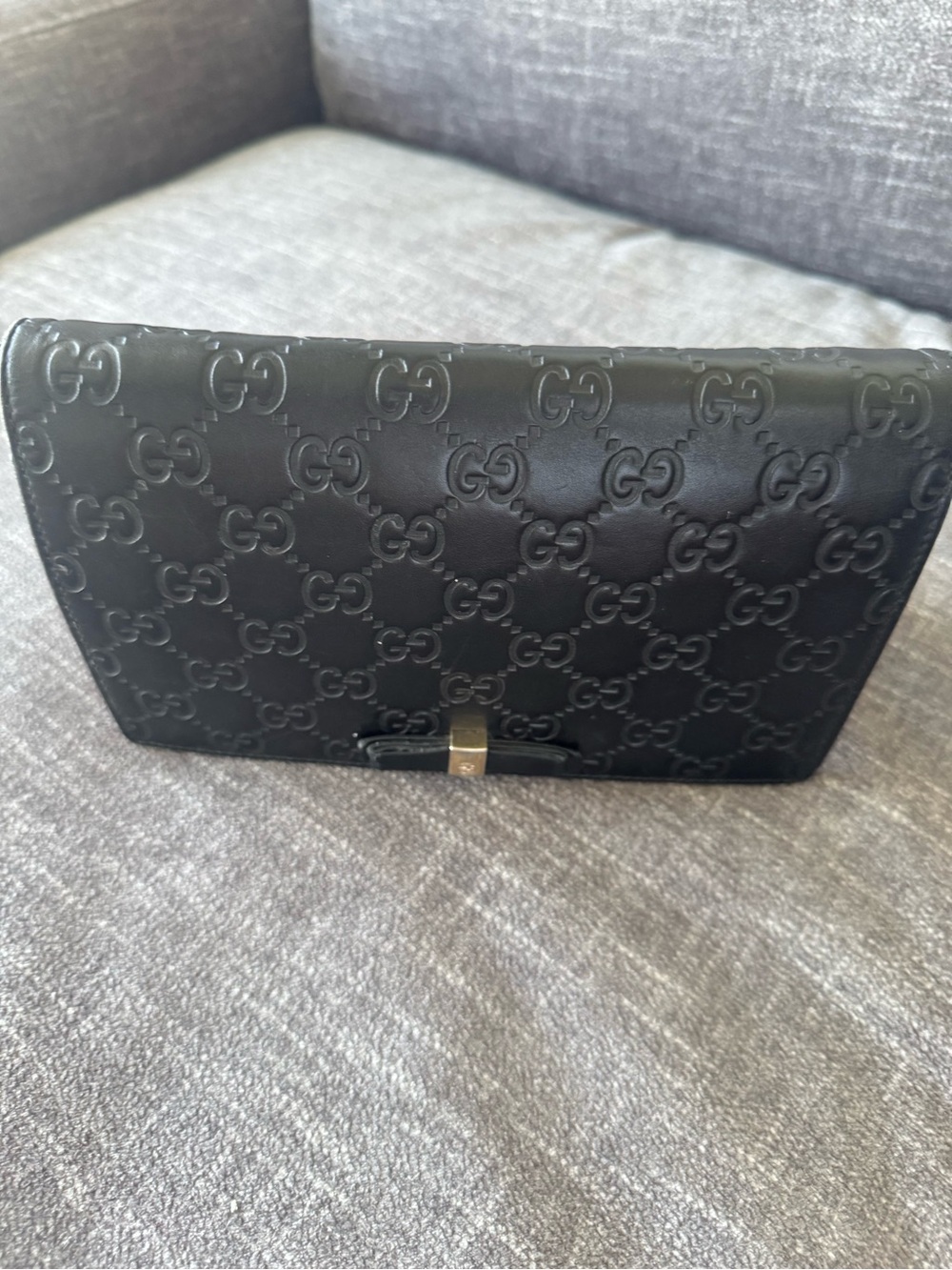 Gucci Black Embossed GG Leather Wallet Clutch